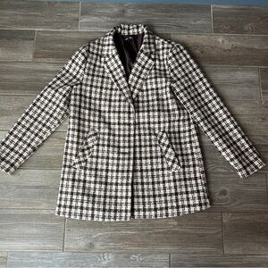 SHEIN‎ Medium Brown and Cream Plaid Women’s Coat/Blazer